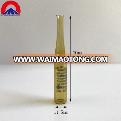 Chinese Suppliers 2ml Amber Glass flat Bottom Ampoules With Customized Decorate Ring