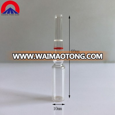 Chinese Suppliers 1ml Clear Glass flat Bottom Ampoules With Customized Decorate Ring