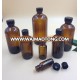 16oz pharmaceutical bottle amber glass boston round 500ml round bottle with black cap