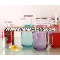 glass water mug with straw,ice cream bottle,office water cup