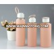 Borosilicate glass water bottle cover colorful silicone sleeve,insulated hot sipper bottle